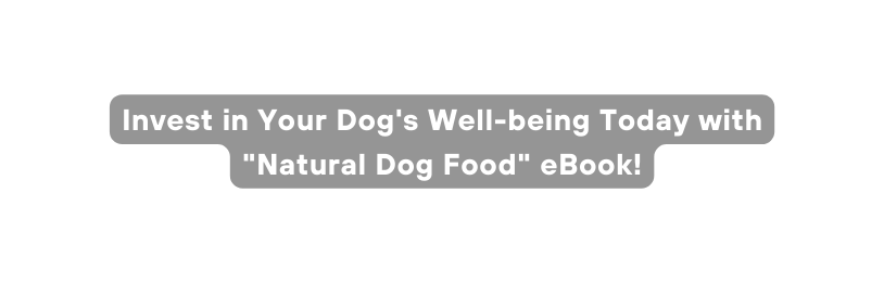 Invest in Your Dog s Well being Today with Natural Dog Food eBook