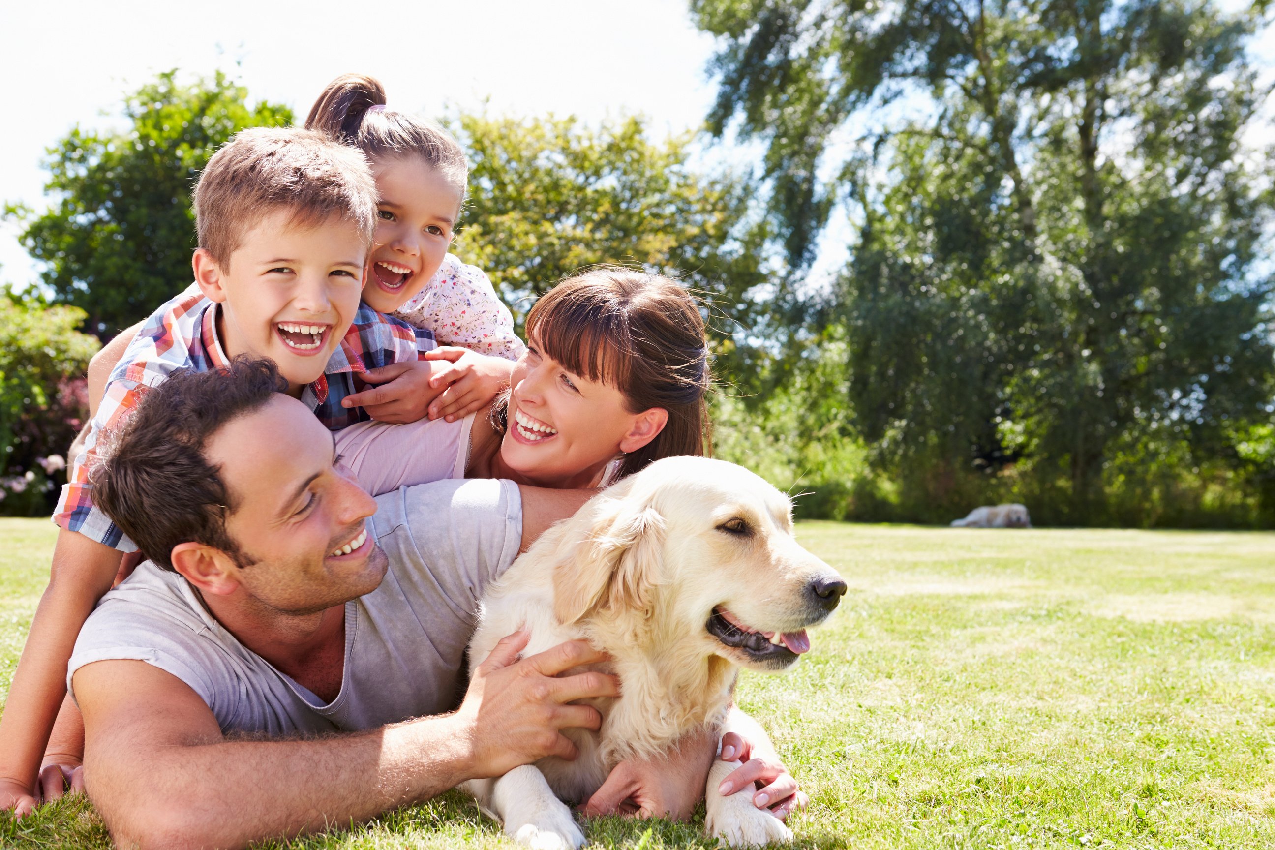 Family with Pet Dog